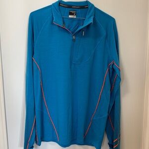 Icebreaker GT Merino Wool 1/4 Zip Blue Orange Base Layer L/S Shirt Mens M